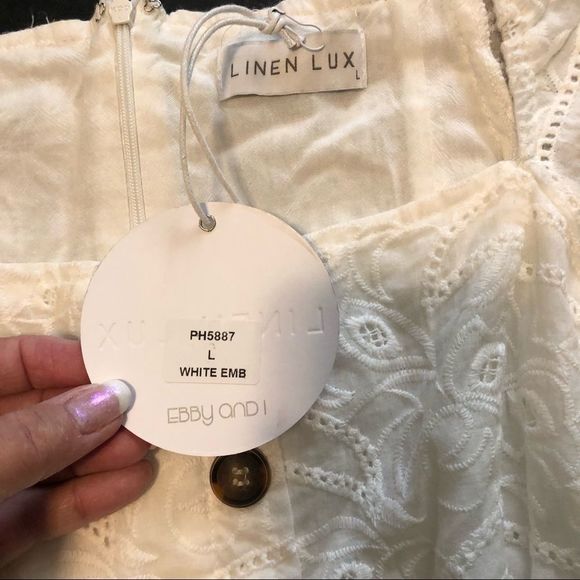 Linen lux short white dress size L - Picture 7 of 10
